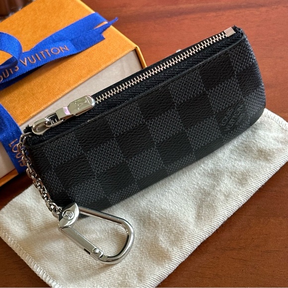 Louis Vuitton Damier Graphite Pochette Cles Wallet Coin Purse Key Pouch N60155 - Picture 4 of 15